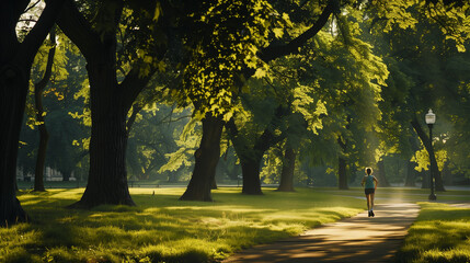 Naklejka premium Person Jogging in the Park