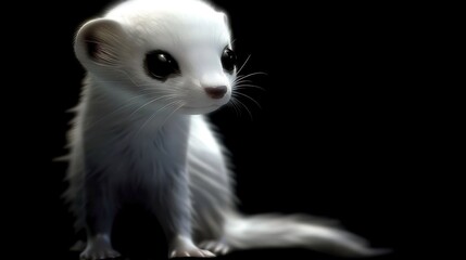 Fototapeta premium A focused photo of a tiny white creature on a dark backdrop with an out-of-focus image of its face