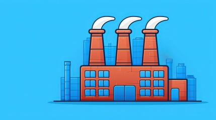 Obraz premium A flat design illustration of an isolated factory in trendy blue, showcasing clean lines and modern aesthetics. Perfect for industry visuals.