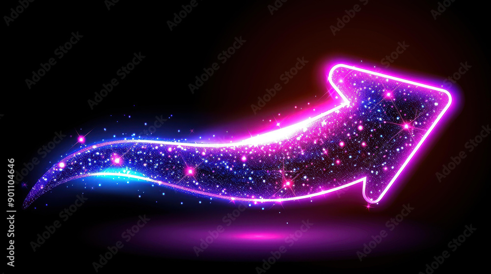 Poster dynamic curved arrow in a vibrant design, ideal for conveying movement and direction in creative pro