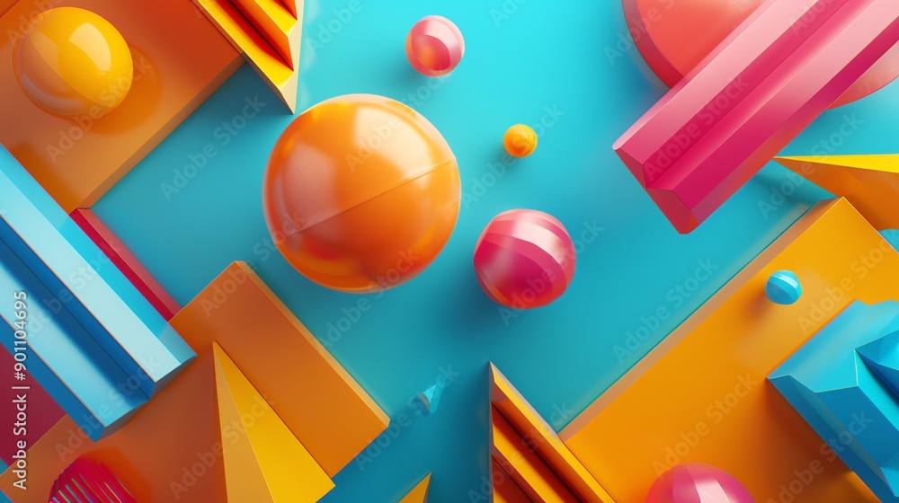 Poster a colorful abstract background of 3d geometric shapes.