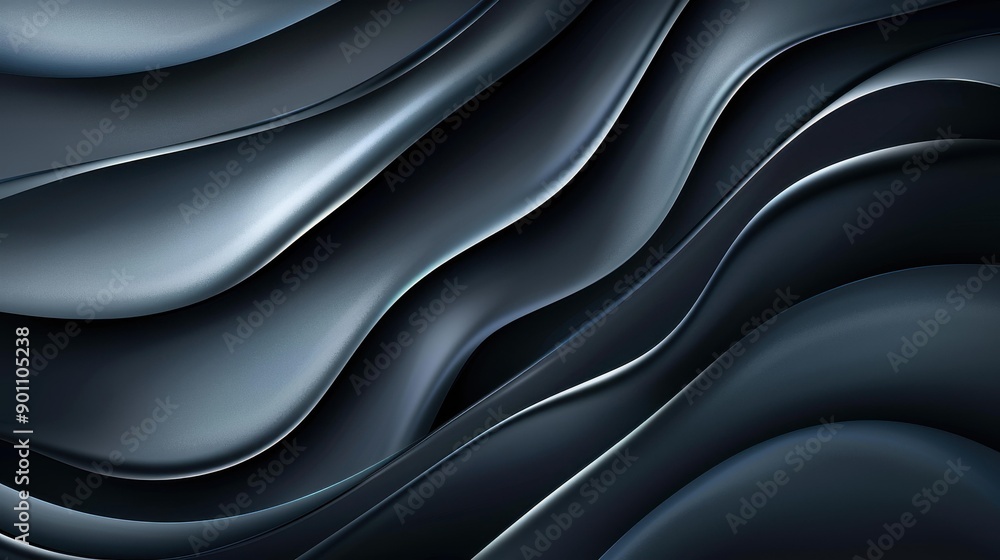 Poster a sleek dark black vector pattern featuring fluid shapes, rich in marble textures and color gradient