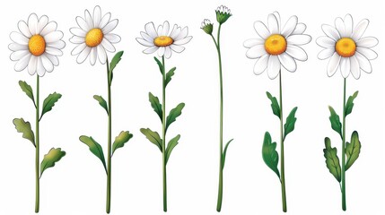 Delicate watercolor daisy and chamomile clipart, ideal for wedding invites, crafts, and home decor projects with floral charm.