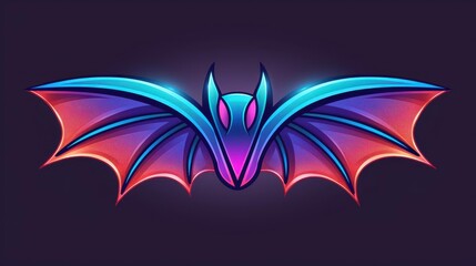 Obraz premium A vibrant neon bat monster design that pops against a sleek black backdrop, perfect for synthwave aesthetics and art lovers.