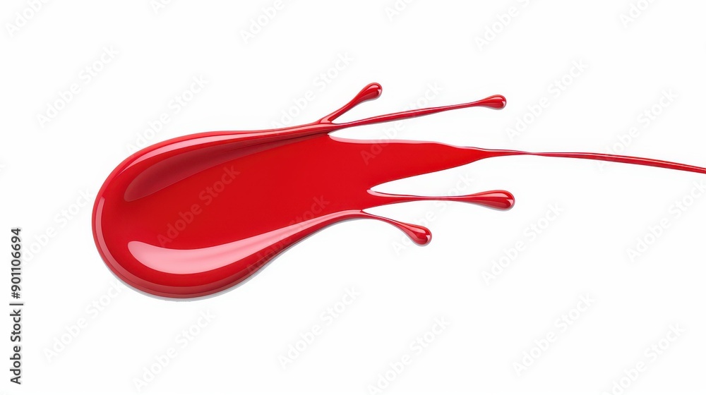 Poster vivid red paint splashes on a sleek white background, creating a bold and dynamic visual effect. ide