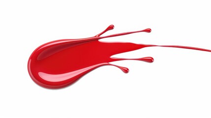 Vivid red paint splashes on a sleek white background, creating a bold and dynamic visual effect. Ideal for design projects.
