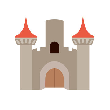 recommend clip art: Ancient stone castle vector illustration, fairytale medieval castle with towers, royal mansion architecture, cartoon castle flat icon