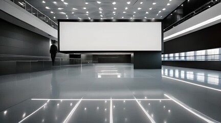 A mockup banner in a shopping center provides a blank canvas for advertisements, prominently displayed in a bright and modern retail environment, ready to showcase promotional content