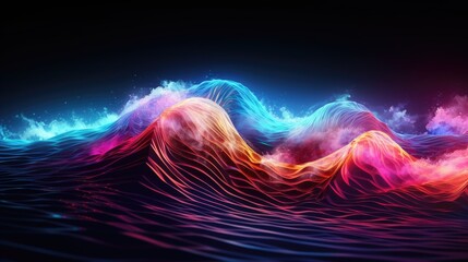 Neon vibrant waves with a futuristic touch