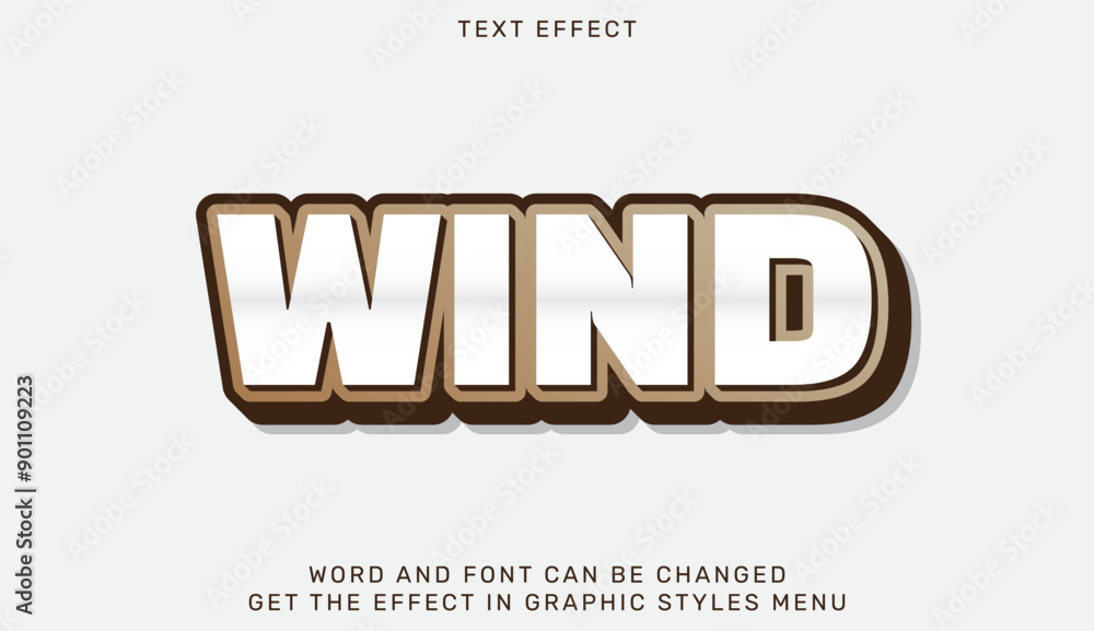 Poster wind text effect template in 3d design