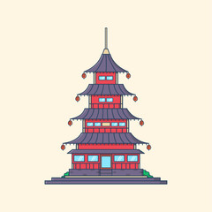 Japan Red Temple vector illustration