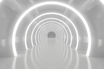 Obraz premium White Archway Tunnel With Neon Lighting