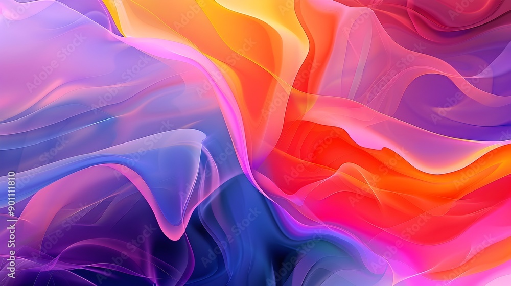 Poster vibrant fluid gradient shapes in dynamic abstract composition
