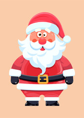 Funny Santa Claus vector illustration. Cartoon Santa character. Merry Christmas and Happy New Year.
