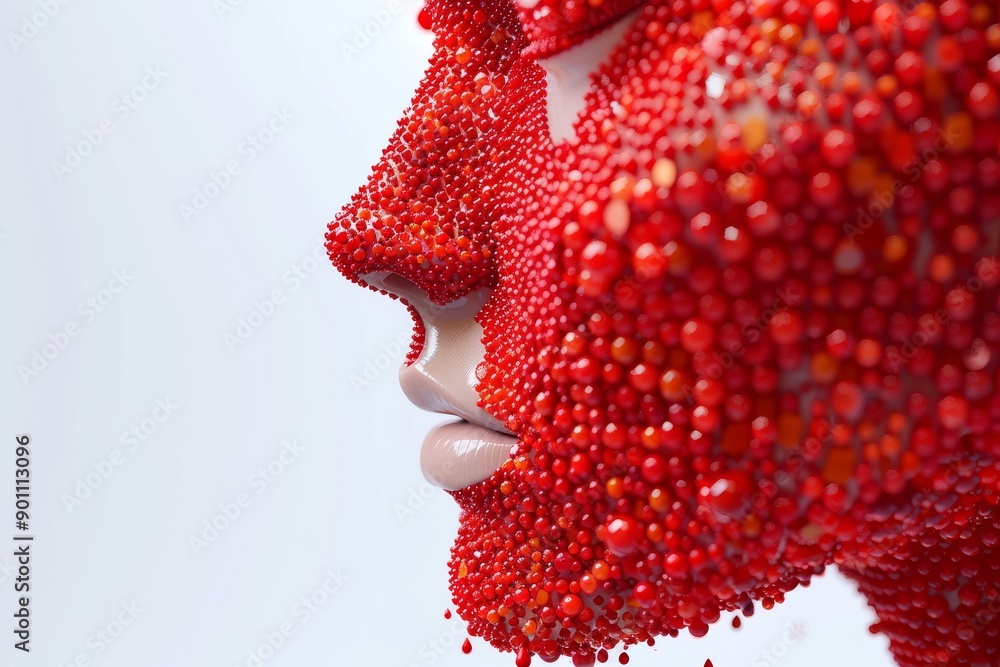 Poster digital human head with red nodes representing advanced ai