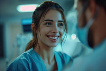 Fototapeta premium Nurse caring for a patient in a hospital