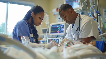 Obraz premium A doctor and nurse working together