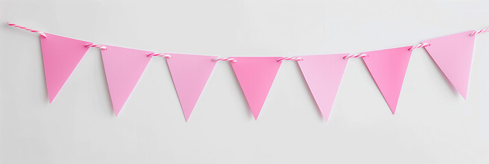 Pastel pink triangle pennant bunting banner bright festive decoration for parties events weddings birthdays indoor minimalist design cheerful simple garland hanging decor bold modern vibrant accent