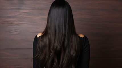 Woman with Long Black Hair in a Black Top