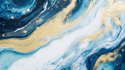 Obraz premium Modern stylish texture blue white gold waves background, marble texture