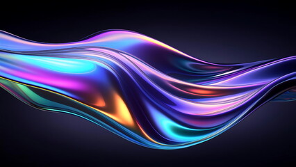 Abstract Wavy Fluid with Iridescent Colors