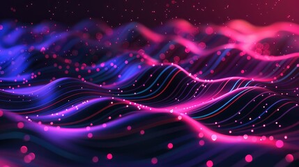 Fluorescent waves with a tech background