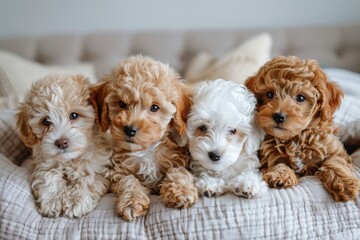 Puppy playfully exploring and playing inside a house, its curious and energetic nature.