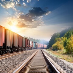 Fototapeta premium freight train coming, AI generated
