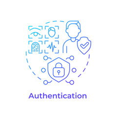 Authentication blue gradient concept icon. Identity security, access management. Biometric system. Round shape line illustration. Abstract idea. Graphic design. Easy to use in infographic