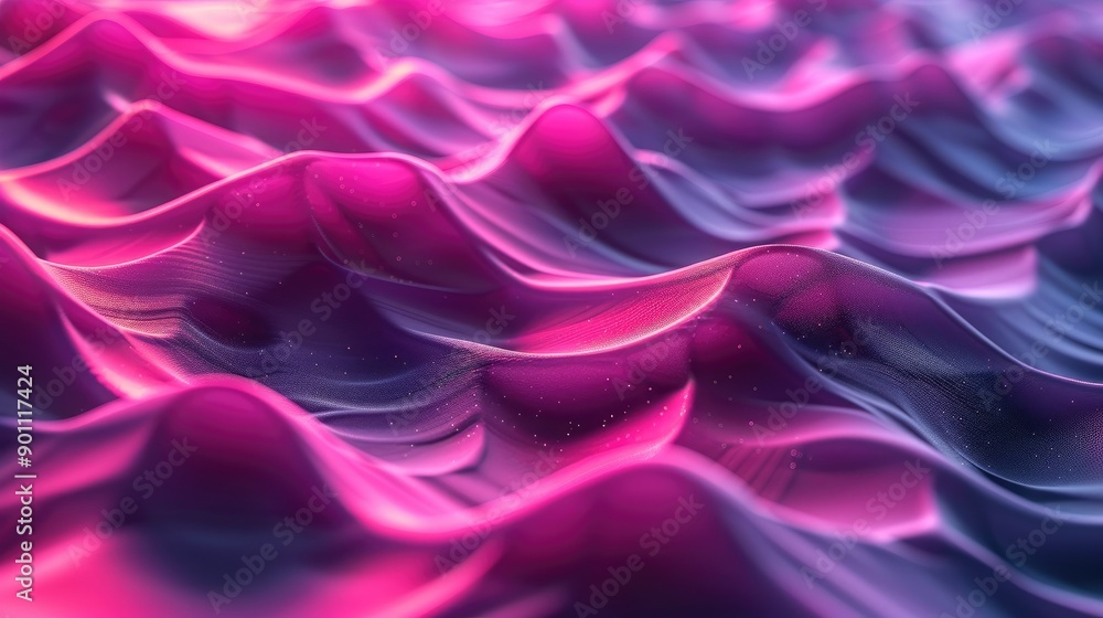 Wall mural Neon-colored waves forming an abstract, futuristic pattern