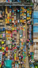 Fototapeta premium Vibrant Incense Stick Market from Above