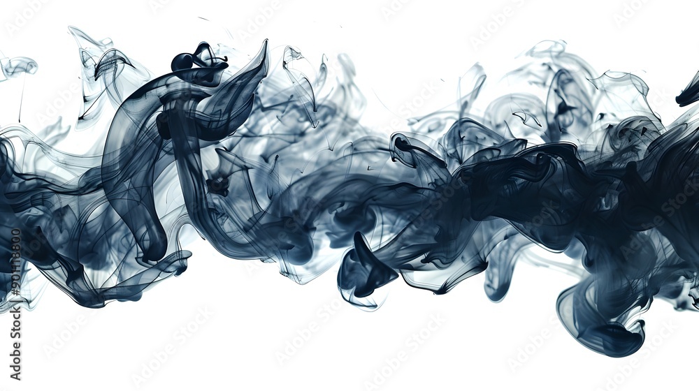 Poster mystical ink swirls in fluid motion,creating captivating abstract patterns