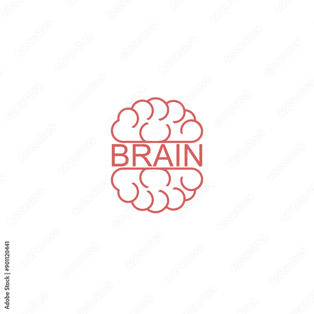 Poster brain word icon isolated on white background