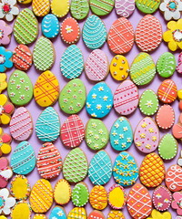Colorful Iced Easter Cookies Assortment Overhead