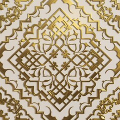 Arabesque Gold and White Pattern Oriental patterns. White and gold background with Arabic ornaments. Patterns, backgrounds and wallpapers for your design