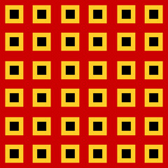 Brutalism abstract vector Pattern with simple geometric shapes square. Red, black and yellow. Flat illustration.