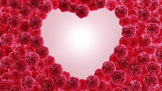 Heart shaped roses blooming background animation 4K looped. wedding, card, celebration, love, endless, weds, valentine,..
