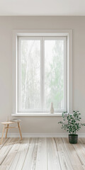 Fototapeta premium Elegant interiors composition with minimal furniture and natural window lighting. Interiors design luxury image.