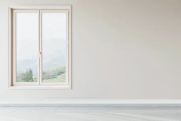 Fototapeta premium Elegant interiors composition with minimal furniture and natural window lighting. Interiors design luxury image.