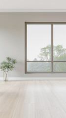 Fototapeta premium Elegant interiors composition with minimal furniture and natural window lighting. Interiors design luxury image.