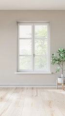 Fototapeta premium Elegant interiors composition with minimal furniture and natural window lighting. Interiors design luxury image.