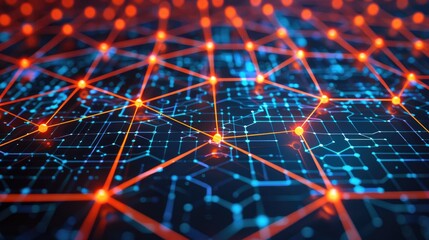 Network connection lines with bright nodes