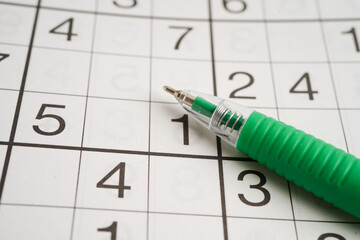 Sudoku puzzle, game to play for keep you brain younger for developing Alzheimer disease in senior patient.