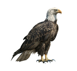 Obraz premium Bald eagle isolated on a transparent background, generative ai
