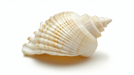 Obraz premium A highly detailed seashell with intricate ridges, isolated on a white background with ample copy text space, perfect for commercial use