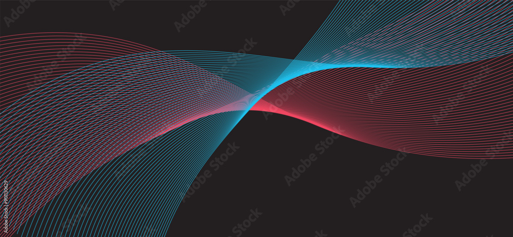 Poster abstract pink background with waves thin line on white. isolated on white background in concept luxu