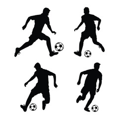 Man playing soccer silhouette vector