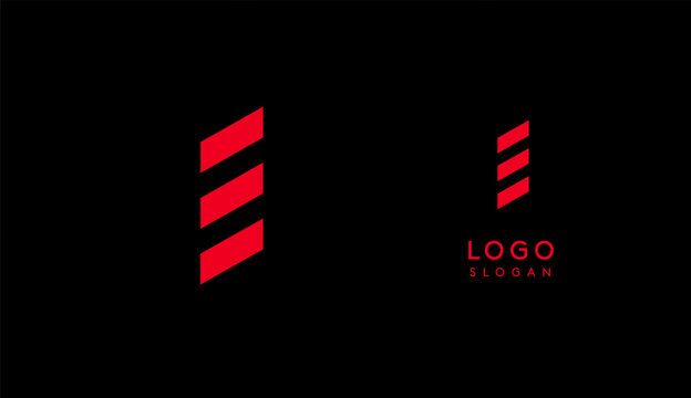 Abstract red geometric letter I with parallel lines. Stripes modern logotype concept, futuristic design for an innovative company, minimalist sporty and technological power style. Vector illustration
