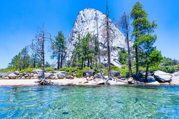 View of the Merced River Mountains from the Mist Trail in Yosemite National Park. Summer Vacation...