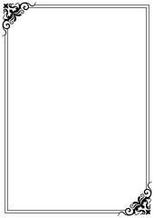 Classic frame decorated with vintage corners, abstract pattern, black on white.
